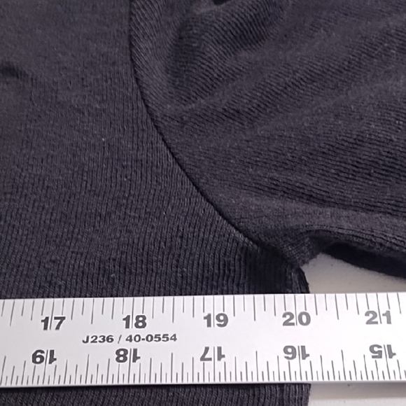 Casual Black Knit Zip Front Pocketed Long Cardigan Hoodie Raw Edged - Picture 4 of 13